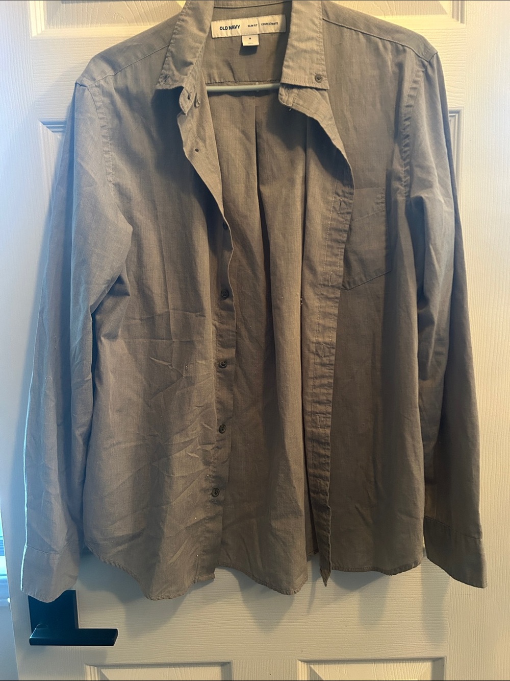 Old Navy Men's Light Gray Button-Front Shirt Jacket